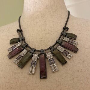 Jennifer Lopez 16 in gunmetal necklace purple/silver rhinestone beads